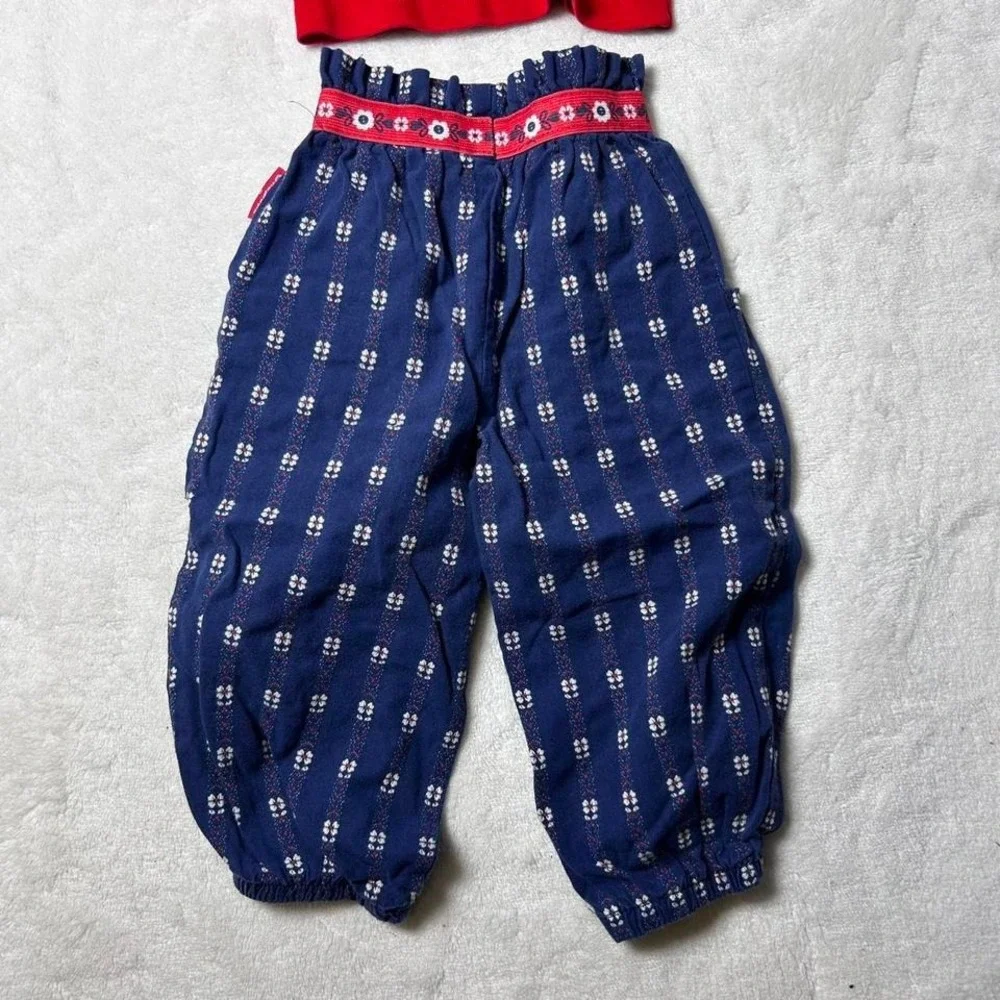 Vintage Oshkosh Red white and blue floral bubble pants matching turtleneck USA‎